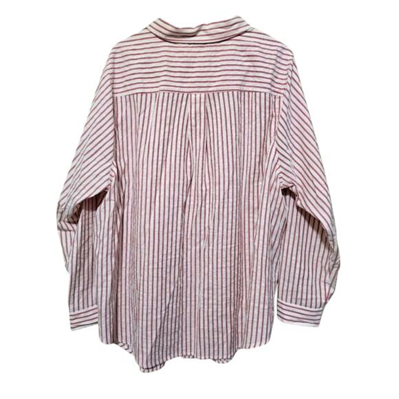 Torrid Striped Button Up Blouse Red White Casual Cotton Blend Womens Size 3 (3X) - Picture 2 of 5